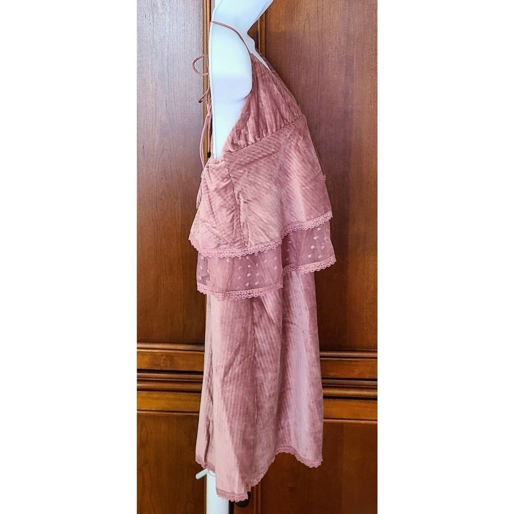 POL Pink Velvet Cascading Ruffle Dress - Size Medium - Picture 10 of 10